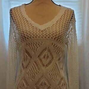 White lace knit sweater